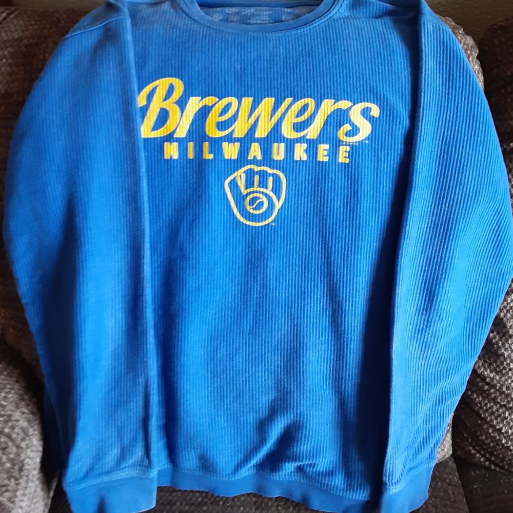 Milwaukee Brewers Women's Team Comfy Cord Pullover Sweatshirt - Royal